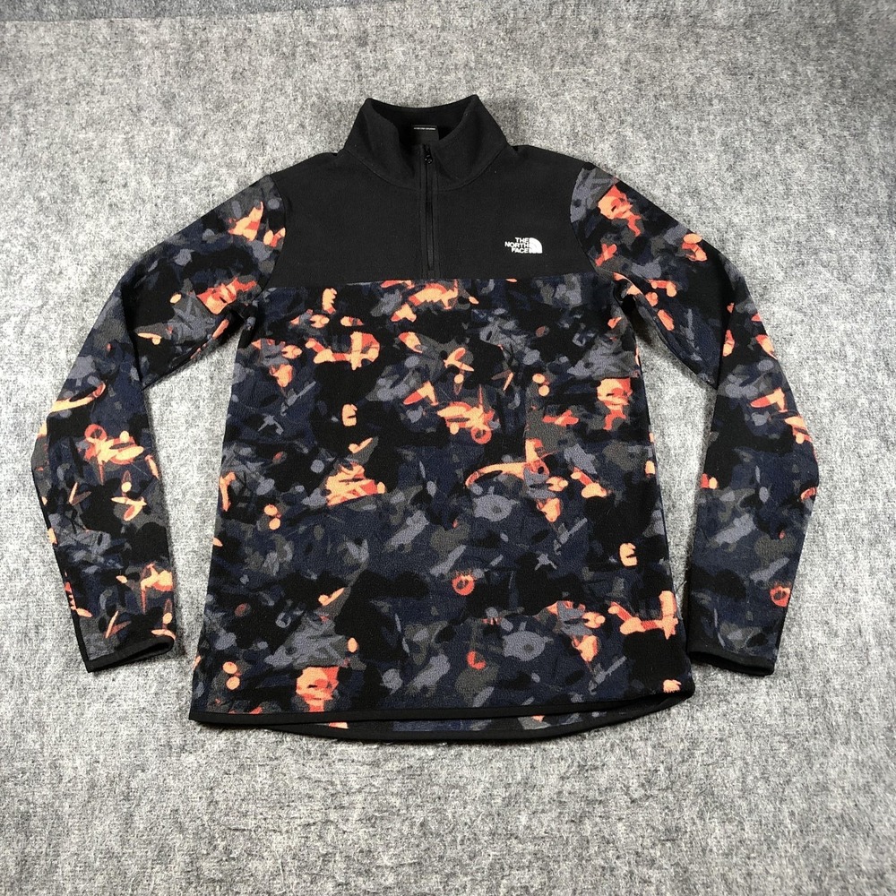 The North Face Fleece Pullover Womens S Black Camo 1/4 Zip‎ Outdoor Jacket